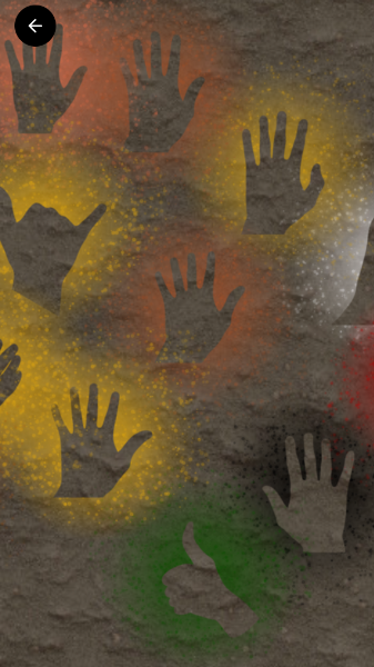 A cave wall full of hands from the Mano App